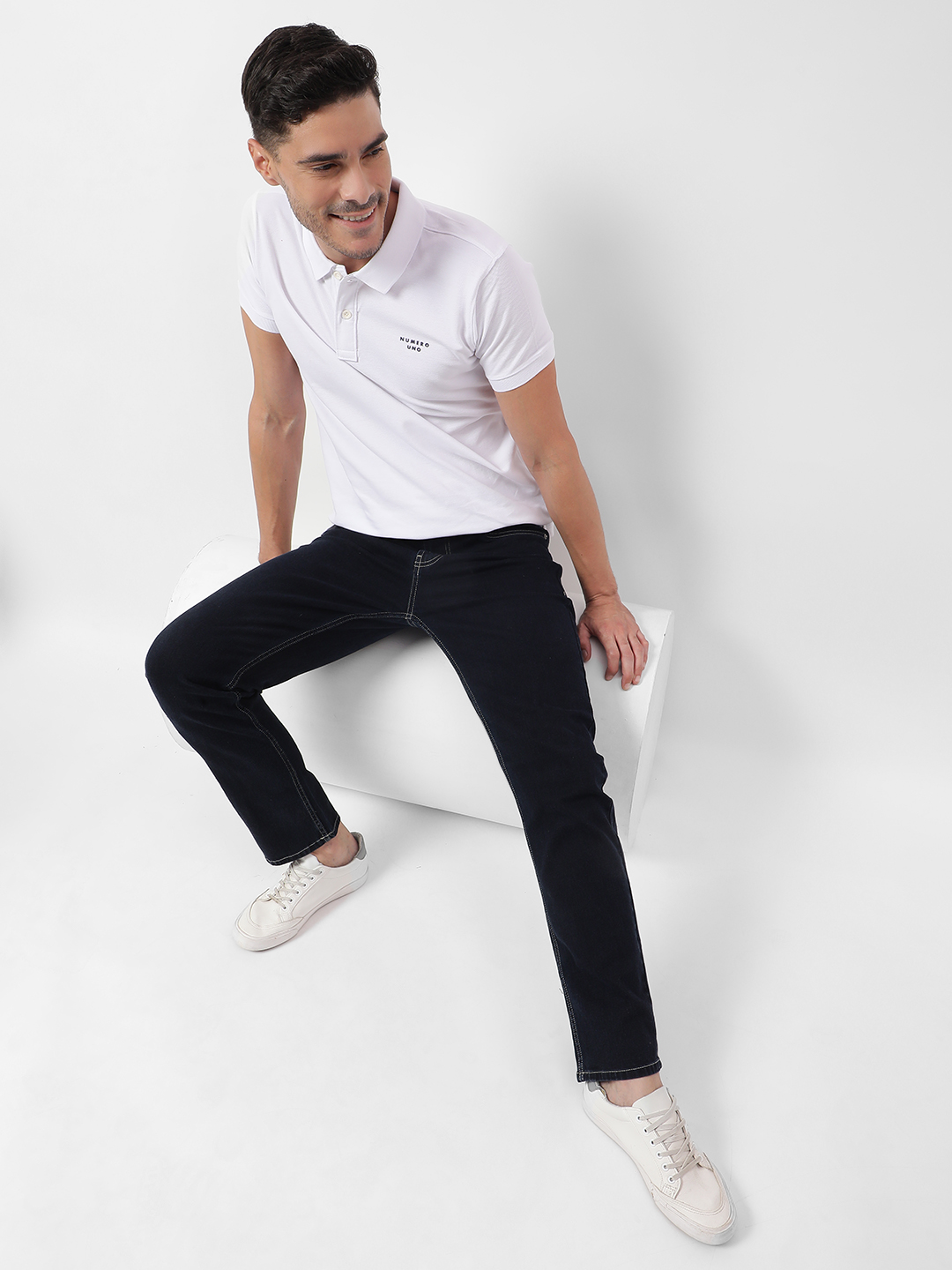 Numero Uno Men Solid Dark Blue Jeans